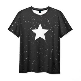 Мужская футболка 3D с принтом Super Star в Кировске, 100% полиэфир | прямой крой, круглый вырез горловины, длина до линии бедер | black | milk | блэк | брызги | звезда | милк | текстура | узор
