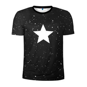 Мужская футболка 3D спортивная с принтом Super Star в Кировске, 100% полиэстер с улучшенными характеристиками | приталенный силуэт, круглая горловина, широкие плечи, сужается к линии бедра | black | milk | блэк | брызги | звезда | милк | текстура | узор