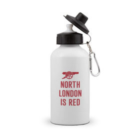 Бутылка спортивная с принтом North London is Red в Кировске, металл | емкость — 500 мл, в комплекте две пластиковые крышки и карабин для крепления | arsenal | football | арсенал | лондон | спорт | футбол