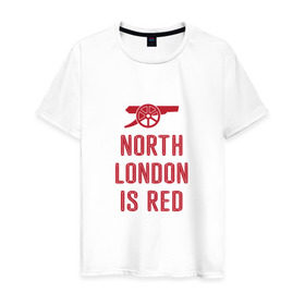 Мужская футболка хлопок с принтом North London is Red в Кировске, 100% хлопок | прямой крой, круглый вырез горловины, длина до линии бедер, слегка спущенное плечо. | arsenal | football | арсенал | лондон | спорт | футбол