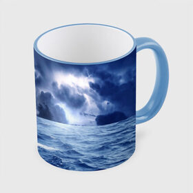 Кружка 3D с принтом Шторм в Кировске, керамика | ёмкость 330 мл | Тематика изображения на принте: брызги | буря | вода | волны | гроза | капли | красивое | молния | море | непогода | океан | природа | синее | стихия | тучи