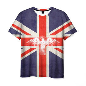 Мужская футболка 3D с принтом Флаг Англии с белым орлом в Кировске, 100% полиэфир | прямой крой, круглый вырез горловины, длина до линии бедер | Тематика изображения на принте: london | англия | белый | брызги | великобритания | империя | клякса | крылья | лондон | необычный | объеденное королевство | орел | птица | символ | сокол | туманный альбион | флаг