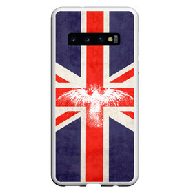 Чехол для Samsung Galaxy S10 с принтом Флаг Англии с белым орлом в Кировске, Силикон | Область печати: задняя сторона чехла, без боковых панелей | Тематика изображения на принте: london | англия | белый | брызги | великобритания | империя | клякса | крылья | лондон | необычный | объеденное королевство | орел | птица | символ | сокол | туманный альбион | флаг