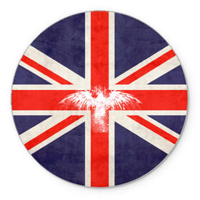 Коврик круглый с принтом Флаг Англии с белым орлом в Кировске, резина и полиэстер | круглая форма, изображение наносится на всю лицевую часть | london | англия | белый | брызги | великобритания | империя | клякса | крылья | лондон | необычный | объеденное королевство | орел | птица | символ | сокол | туманный альбион | флаг