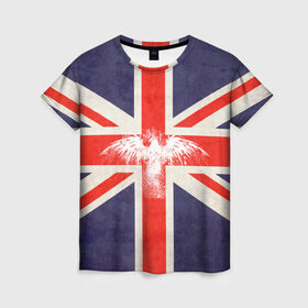 Женская футболка 3D с принтом Флаг Англии с белым орлом в Кировске, 100% полиэфир ( синтетическое хлопкоподобное полотно) | прямой крой, круглый вырез горловины, длина до линии бедер | london | англия | белый | брызги | великобритания | империя | клякса | крылья | лондон | необычный | объеденное королевство | орел | птица | символ | сокол | туманный альбион | флаг
