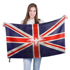 Флаг 3D с принтом Флаг Англии с белым орлом в Кировске, 100% полиэстер | плотность ткани — 95 г/м2, размер — 67 х 109 см. Принт наносится с одной стороны | london | англия | белый | брызги | великобритания | империя | клякса | крылья | лондон | необычный | объеденное королевство | орел | птица | символ | сокол | туманный альбион | флаг