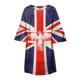 Детское платье 3D с принтом Флаг Англии с белым орлом в Кировске, 100% полиэстер | прямой силуэт, чуть расширенный к низу. Круглая горловина, на рукавах — воланы | Тематика изображения на принте: london | англия | белый | брызги | великобритания | империя | клякса | крылья | лондон | необычный | объеденное королевство | орел | птица | символ | сокол | туманный альбион | флаг