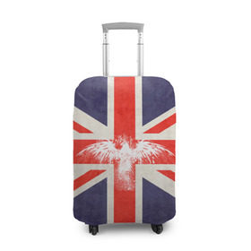 Чехол для чемодана 3D с принтом Флаг Англии с белым орлом в Кировске, 86% полиэфир, 14% спандекс | двустороннее нанесение принта, прорези для ручек и колес | london | англия | белый | брызги | великобритания | империя | клякса | крылья | лондон | необычный | объеденное королевство | орел | птица | символ | сокол | туманный альбион | флаг