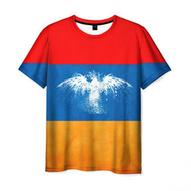 Мужская футболка 3D с принтом Флаг Армении с белым орлом в Кировске, 100% полиэфир | прямой крой, круглый вырез горловины, длина до линии бедер | айастан | армения | белый | босеан | брызги | ереван | знамя | империя | клякса | крылья | кумач | необычный | орел | пойс | птица | символ | сокол | стяг | флаг | хайастан | штандарт