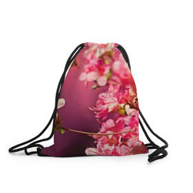 Рюкзак-мешок 3D с принтом Сакура в Кировске, 100% полиэстер | плотность ткани — 200 г/м2, размер — 35 х 45 см; лямки — толстые шнурки, застежка на шнуровке, без карманов и подкладки | 3d | flower | nature | pink | sakura | весна | деревья | природа | розовый | сакура | цветы | япония