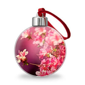 Ёлочный шар с принтом Сакура в Кировске, Пластик | Диаметр: 77 мм | 3d | flower | nature | pink | sakura | весна | деревья | природа | розовый | сакура | цветы | япония