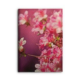 Обложка для автодокументов с принтом Сакура в Кировске, натуральная кожа |  размер 19,9*13 см; внутри 4 больших “конверта” для документов и один маленький отдел — туда идеально встанут права | 3d | flower | nature | pink | sakura | весна | деревья | природа | розовый | сакура | цветы | япония