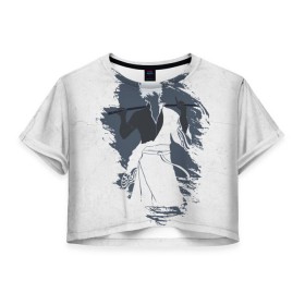 Женская футболка 3D укороченная с принтом Gintama в Кировске, 100% полиэстер | круглая горловина, длина футболки до линии талии, рукава с отворотами | Тематика изображения на принте: gintama | gintoki | sakata | гинтама | гинтоки | саката