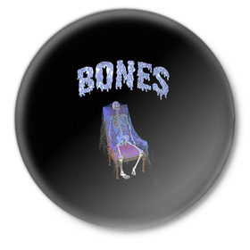 Значок с принтом Bones в Кировске,  металл | круглая форма, металлическая застежка в виде булавки | Тематика изображения на принте: bones