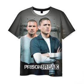 Мужская футболка 3D с принтом Prison break 4 в Кировске, 100% полиэфир | прямой крой, круглый вырез горловины, длина до линии бедер | Тематика изображения на принте: prison break | побег | сериал