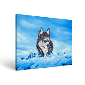 Холст прямоугольный с принтом Siberian Husky в Кировске, 100% ПВХ |  | at | bowwow | dog | hound | pooch | арт | гончая | гончая собака | горы | деревья | лес | снег | собака | хаски | холод