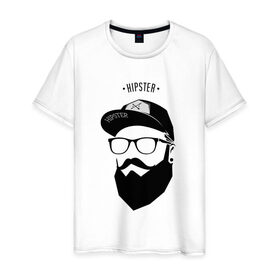 Мужская футболка хлопок с принтом Hipster в Кировске, 100% хлопок | прямой крой, круглый вырез горловины, длина до линии бедер, слегка спущенное плечо. | 