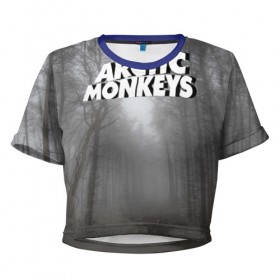 Женская футболка 3D укороченная с принтом Forest Monkeys в Кировске, 100% полиэстер | круглая горловина, длина футболки до линии талии, рукава с отворотами | arctic monkeys