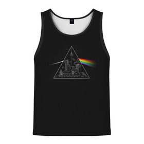 Мужская майка 3D с принтом Pink Floyd Make Rainbow в Кировске, 100% полиэстер | круглая горловина, приталенный силуэт, длина до линии бедра. Пройма и горловина окантованы тонкой бейкой | англия | басы | британия | гитара | группа | логотип | музыка | песни | пинк флойд | призма | радуга | рок | свет