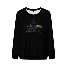 Мужской свитшот 3D с принтом Pink Floyd Make Rainbow в Кировске, 100% полиэстер с мягким внутренним слоем | круглый вырез горловины, мягкая резинка на манжетах и поясе, свободная посадка по фигуре | англия | басы | британия | гитара | группа | логотип | музыка | песни | пинк флойд | призма | радуга | рок | свет