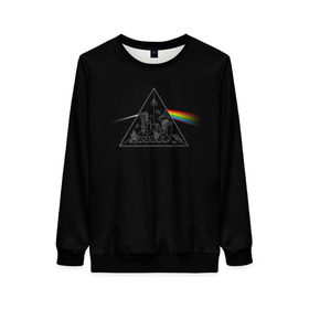 Женский свитшот 3D с принтом Pink Floyd Make Rainbow в Кировске, 100% полиэстер с мягким внутренним слоем | круглый вырез горловины, мягкая резинка на манжетах и поясе, свободная посадка по фигуре | англия | басы | британия | гитара | группа | логотип | музыка | песни | пинк флойд | призма | радуга | рок | свет