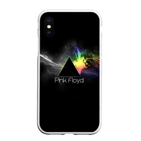 Чехол для iPhone XS Max матовый с принтом Pink Floyd Logo в Кировске, Силикон | Область печати: задняя сторона чехла, без боковых панелей | англия | басы | британия | гитара | группа | дым | космос | логотип | музыка | песни | пинк флойд | призма | радуга | рок | свет