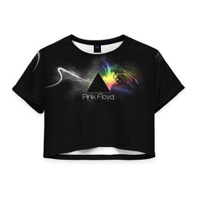 Женская футболка 3D укороченная с принтом Pink Floyd Logo в Кировске, 100% полиэстер | круглая горловина, длина футболки до линии талии, рукава с отворотами | англия | басы | британия | гитара | группа | дым | космос | логотип | музыка | песни | пинк флойд | призма | радуга | рок | свет