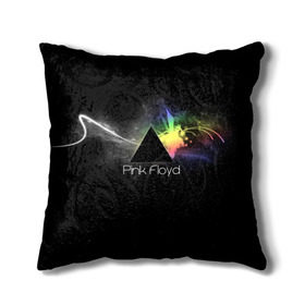 Подушка 3D с принтом Pink Floyd Logo в Кировске, наволочка – 100% полиэстер, наполнитель – холлофайбер (легкий наполнитель, не вызывает аллергию). | состоит из подушки и наволочки. Наволочка на молнии, легко снимается для стирки | англия | басы | британия | гитара | группа | дым | космос | логотип | музыка | песни | пинк флойд | призма | радуга | рок | свет