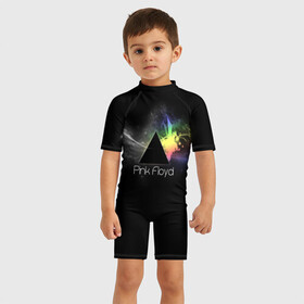 Детский купальный костюм 3D с принтом Pink Floyd Logo в Кировске, Полиэстер 85%, Спандекс 15% | застежка на молнии на спине | англия | басы | британия | гитара | группа | дым | космос | логотип | музыка | песни | пинк флойд | призма | радуга | рок | свет