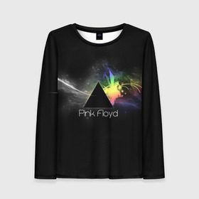 Женский лонгслив 3D с принтом Pink Floyd Logo в Кировске, 100% полиэстер | длинные рукава, круглый вырез горловины, полуприлегающий силуэт | англия | басы | британия | гитара | группа | дым | космос | логотип | музыка | песни | пинк флойд | призма | радуга | рок | свет
