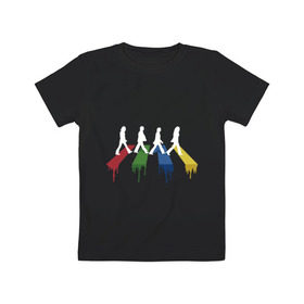 Детская футболка хлопок с принтом Beatles Color в Кировске, 100% хлопок | круглый вырез горловины, полуприлегающий силуэт, длина до линии бедер | beatles | music | rock | битлз | краски | леннон | маккартни | музыка | переход | рок | старр | харрисон | цвет