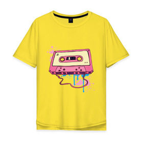 Мужская футболка хлопок Oversize с принтом Аудиокассета в Кировске, 100% хлопок | свободный крой, круглый ворот, “спинка” длиннее передней части | mc | кассета