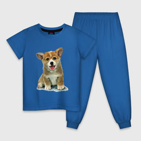 Детская пижама хлопок с принтом Коржик в Кировске, 100% хлопок |  брюки и футболка прямого кроя, без карманов, на брюках мягкая резинка на поясе и по низу штанин
 | Тематика изображения на принте: corgi | dog | korgi | вельш корги | дог | кардиган | корги | пемброк | собака | щенок