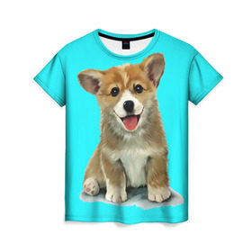 Женская футболка 3D с принтом Корги в Кировске, 100% полиэфир ( синтетическое хлопкоподобное полотно) | прямой крой, круглый вырез горловины, длина до линии бедер | Тематика изображения на принте: corgy | dog | korgi | puppy | вельш корги | кардиган | коржик | пемброк | собака | щенок