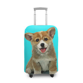 Чехол для чемодана 3D с принтом Корги в Кировске, 86% полиэфир, 14% спандекс | двустороннее нанесение принта, прорези для ручек и колес | Тематика изображения на принте: corgy | dog | korgi | puppy | вельш корги | кардиган | коржик | пемброк | собака | щенок
