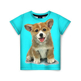 Детская футболка 3D с принтом Корги в Кировске, 100% гипоаллергенный полиэфир | прямой крой, круглый вырез горловины, длина до линии бедер, чуть спущенное плечо, ткань немного тянется | corgy | dog | korgi | puppy | вельш корги | кардиган | коржик | пемброк | собака | щенок