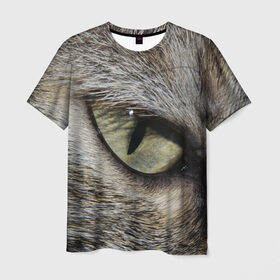 Мужская футболка 3D с принтом Кошачий глаз в Кировске, 100% полиэфир | прямой крой, круглый вырез горловины, длина до линии бедер | 
