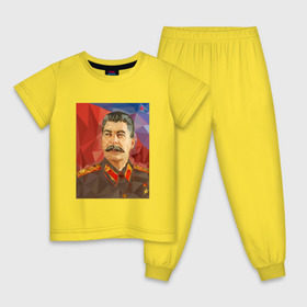 Детская пижама хлопок с принтом Сталин в Кировске, 100% хлопок |  брюки и футболка прямого кроя, без карманов, на брюках мягкая резинка на поясе и по низу штанин
 | Тематика изображения на принте: ссср | сталин
