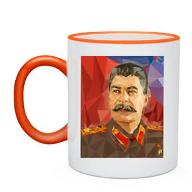 Кружка двухцветная с принтом Сталин в Кировске, керамика | объем — 330 мл, диаметр — 80 мм. Цветная ручка и кайма сверху, в некоторых цветах — вся внутренняя часть | ссср | сталин
