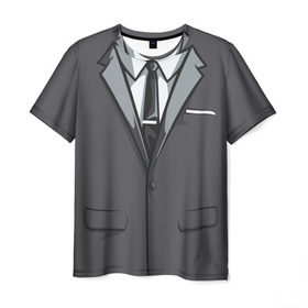Мужская футболка 3D с принтом Костюм в Кировске, 100% полиэфир | прямой крой, круглый вырез горловины, длина до линии бедер | галстук | классика | костюм | пиджак | стиль | строгий