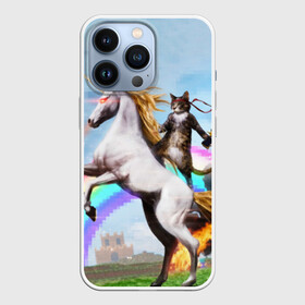 Чехол для iPhone 13 Pro с принтом Кот на Единороге в Кировске,  |  | радуга
