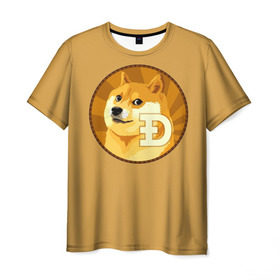 Мужская футболка 3D с принтом Bitcoin в Кировске, 100% полиэфир | прямой крой, круглый вырез горловины, длина до линии бедер | Тематика изображения на принте: doge | meme | биткоин | доге