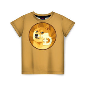 Детская футболка 3D с принтом Bitcoin в Кировске, 100% гипоаллергенный полиэфир | прямой крой, круглый вырез горловины, длина до линии бедер, чуть спущенное плечо, ткань немного тянется | Тематика изображения на принте: doge | meme | биткоин | доге