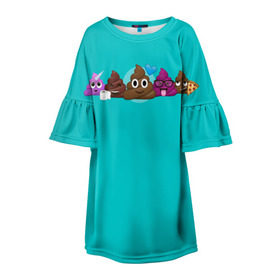 Детское платье 3D с принтом Poop в Кировске, 100% полиэстер | прямой силуэт, чуть расширенный к низу. Круглая горловина, на рукавах — воланы | internet | meme | poop | пуп