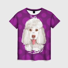 Женская футболка 3D с принтом Пудель в Кировске, 100% полиэфир ( синтетическое хлопкоподобное полотно) | прямой крой, круглый вырез горловины, длина до линии бедер | dog | poodle | арт | животные | кружочек | собака | текстура