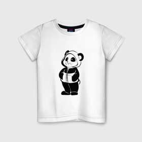 Детская футболка хлопок с принтом Панда стиль в Кировске, 100% хлопок | круглый вырез горловины, полуприлегающий силуэт, длина до линии бедер | 