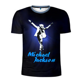 Мужская футболка 3D спортивная с принтом Майкл Джексон в Кировске, 100% полиэстер с улучшенными характеристиками | приталенный силуэт, круглая горловина, широкие плечи, сужается к линии бедра | michael jackson | король