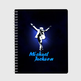 Тетрадь с принтом Майкл Джексон в Кировске, 100% бумага | 48 листов, плотность листов — 60 г/м2, плотность картонной обложки — 250 г/м2. Листы скреплены сбоку удобной пружинной спиралью. Уголки страниц и обложки скругленные. Цвет линий — светло-серый
 | michael jackson | король