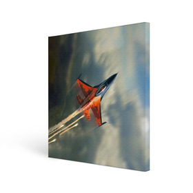 Холст квадратный с принтом Красный F16 в Кировске, 100% ПВХ |  | Тематика изображения на принте: самолет