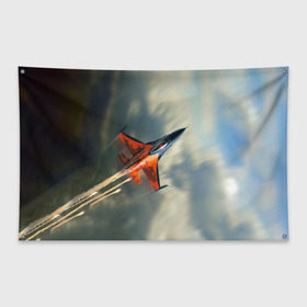 Флаг-баннер с принтом Красный F16 в Кировске, 100% полиэстер | размер 67 х 109 см, плотность ткани — 95 г/м2; по краям флага есть четыре люверса для крепления | самолет